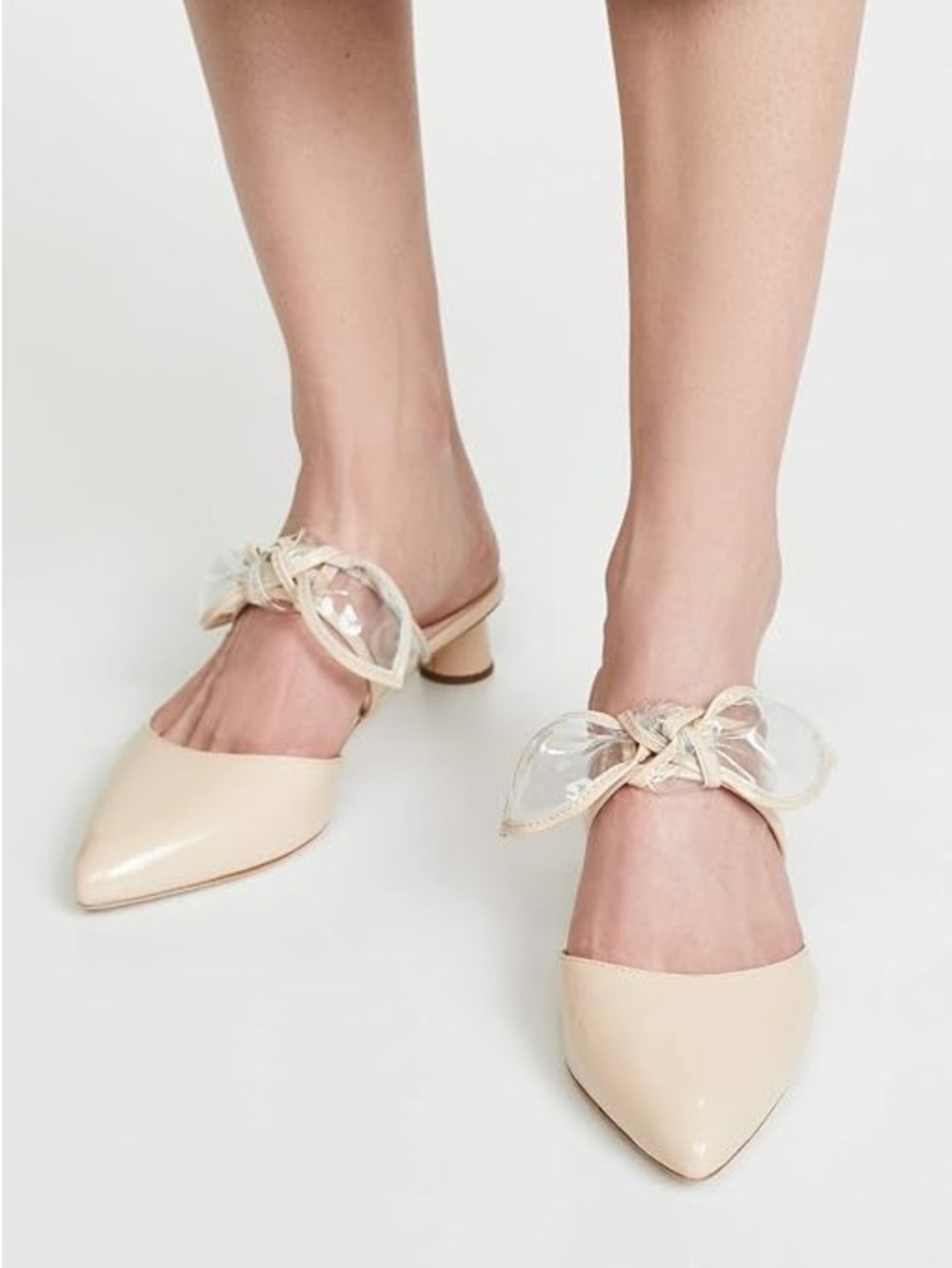 Loeffler Randall Maira Mule Bow Heel Beige Patent Leather Size 10 - Picture 2 of 9